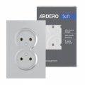 Розетка Ardero ER112-S Soft двойная без заземления серебро 8664 Розетка Ardero ER112-S Soft двойная без заземления серебро 8664