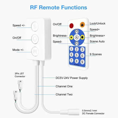 Контроллер RGB LT SPI smart music RF+Bluetooth 5-24V для адресной ленты 073009