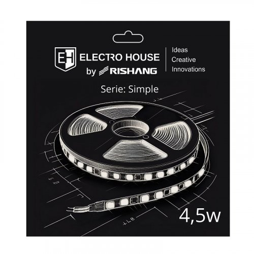 LED лента ElectroHouse Simple SMD2835 60шт/м 4.5W/м IP33 12V 3000K EH-STR1RS12