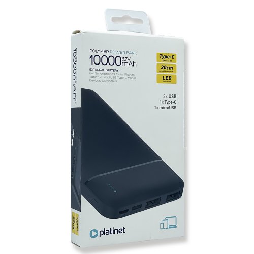 Портативний зарядний пристрій (повербанк) PLATINET 10000mAh BLACK PMPB10W705B