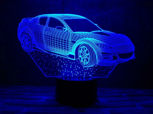 3D світильник "Автомобіль 6" з пультом+адаптер+батарейки (3ААА) 08-019