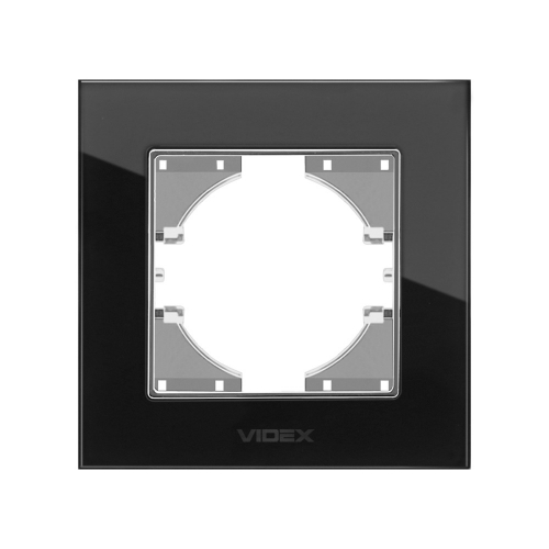 Рамка чорне скло одинарна горизонтальна Videx Binera VF-BNFRG1H-B