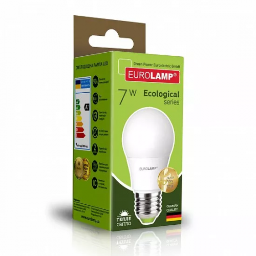 Світлодіодна лампа Eurolamp A50 7W E27 3000K LED-A50-07273(P)