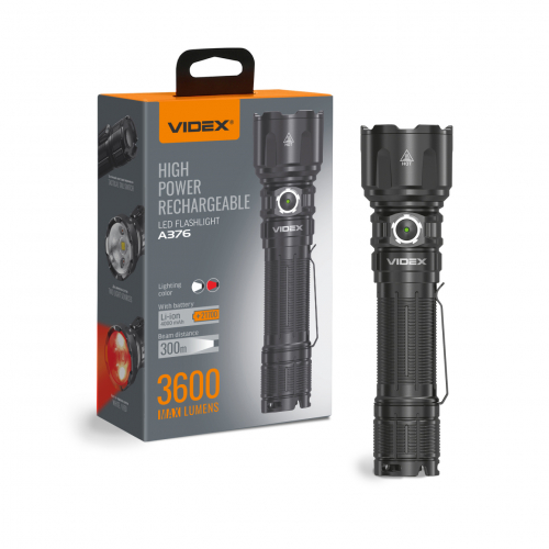 Портативний світлодіодний акумуляторний LED ліхтарик Videx 3600Lm 5000K IP68 VLF-A376