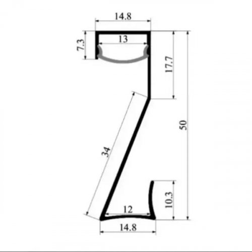 Комплект Biom профиль плинтус PLP-501 алюминиевый анод. (50x14,8мм) + рассеиватель матовый плоский PLP-501+ LM-UT