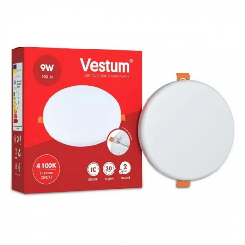 LED светильник Vestum круг "без рамки" 9W 4100К 1-VS-5504