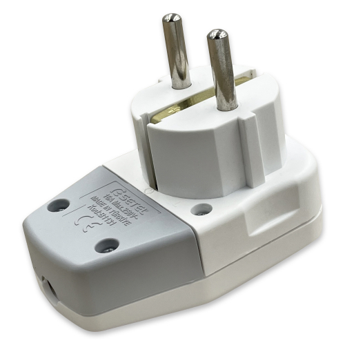 Вилка AY-KA с выключателем и заземлением белая 62-13-10