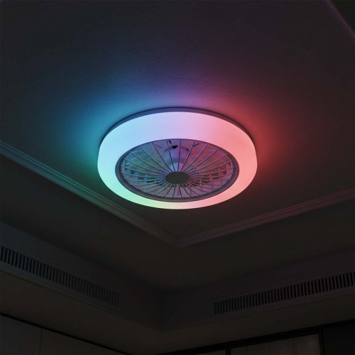 LED светильник накладной Goldlux Zambia с пультом 24W 3000K/4000K/6500K RGB с вентилятором белый 341310