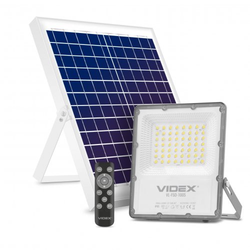 Світлодіодний LED прожектор на сонячній батареї автономний Videx 25W 5000К VL-FSO-1005