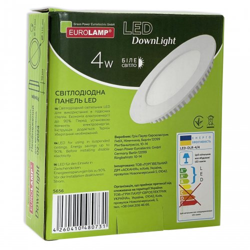 LED cветильник встраиваемый Eurolamp 4W 4000K круг LED-DLR-4/4