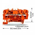 Клемма 3-проводная проходная Wago на DIN-рейку 2,5 (4) мм2 2002-1302