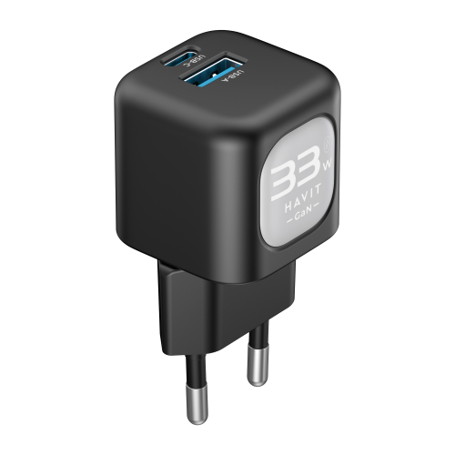 Мережевий зарядний пристрій HAVIT GaN 33W USB-A+USB-C Black HV-UC230