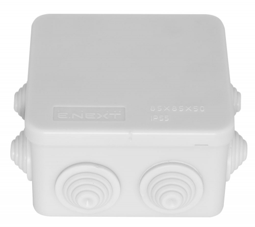 Коробка розподільна герметична зовнішня E.Next IP55 з кришкою 85х85х50мм p016102