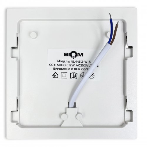 LED світильник накладний Biom 12W 5000К IP40 квадрат білий NL-1-S12-W-5 25791