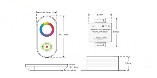 Контролер LT RGB LT 18A 216W 12-24V для багатобарвної світлодіодної стрічки 71024