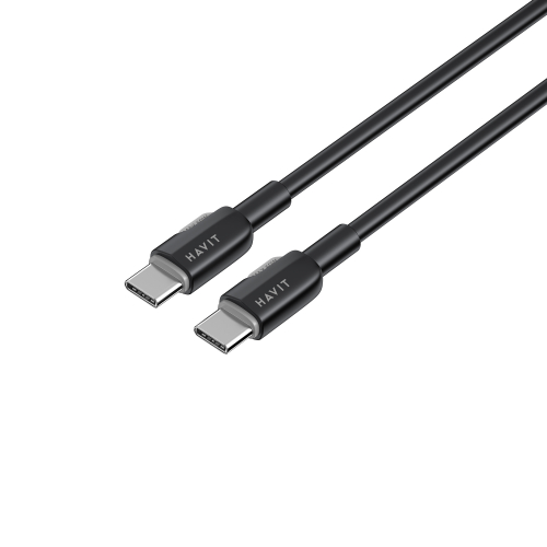 Кабель з'єднувальний зарядний HAVIT USB-C - USB-C PD60W 3A 1м силіконовий Black HV-CB308C