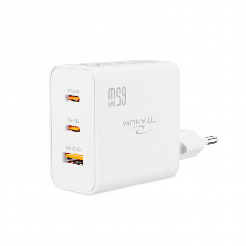 Сетевое зарядное устройство Titanum CH65PRO 65W 2xUSB-C+USB-A TA-CH65PRO-W