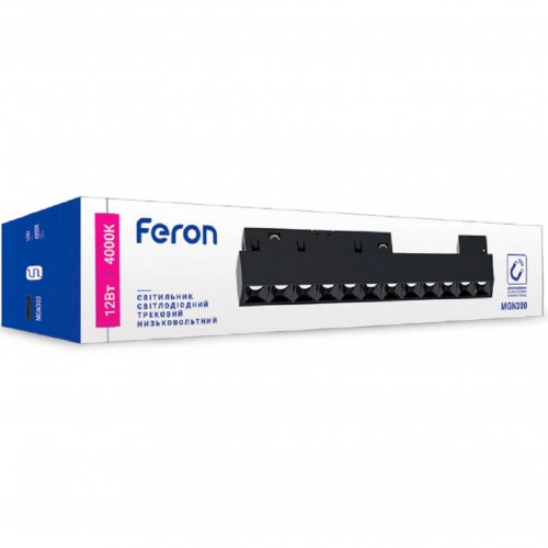 Магнитный трековый LED светильник Feron MGN300 12W 4000К 30 градусов черный (MGN300-41929) 7609