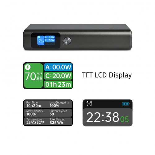 Портативний зарядний пристрій (повербанк) Videx 20000mAh 130W +Display VPB-323-B