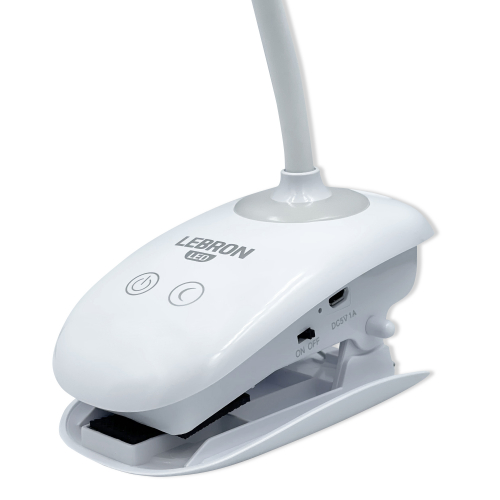 Настільна LED лампа акумуляторна Lebron L-TL-L-Clip-46 з нічником 5W 4100К біла 15-13-46