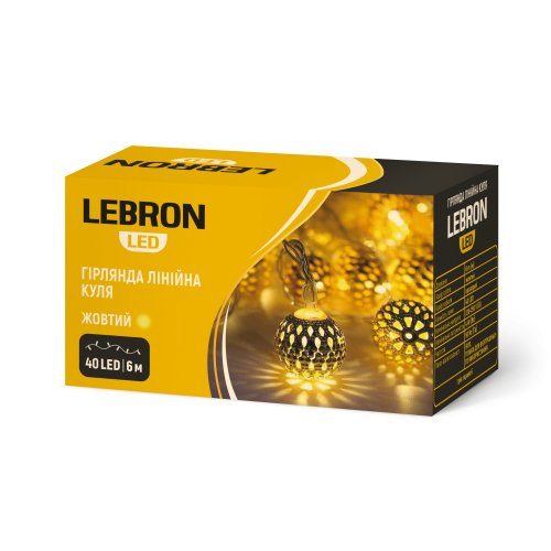 Led гирлянда Lebron линейная 40LED 6м IP20 желтая 15-18-37