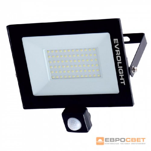 LED прожектор с датчиком движения EVROLIGHT EV-50D 50W 6400K IP65 000056751
