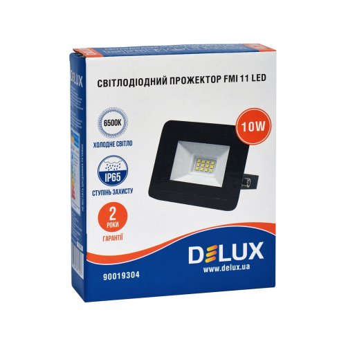 Світлодіодний LED прожектор Delux FMI 11 10W 6500К IP65 чорний 90022521