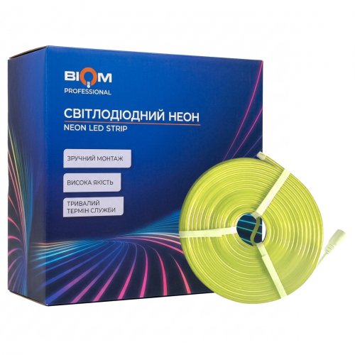 LED неон Biom SMD2835 120шт/м 12W/м IP65 24V 11х5 лимонный BNSP-24-511-2835-120-LY-1 28468