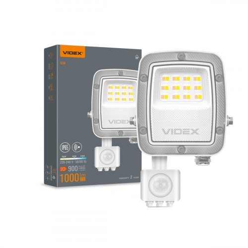 LED прожектор Videx F5 10W 3000/5000/6500K IP65 с датчиком движения VL-F5-010CW-S