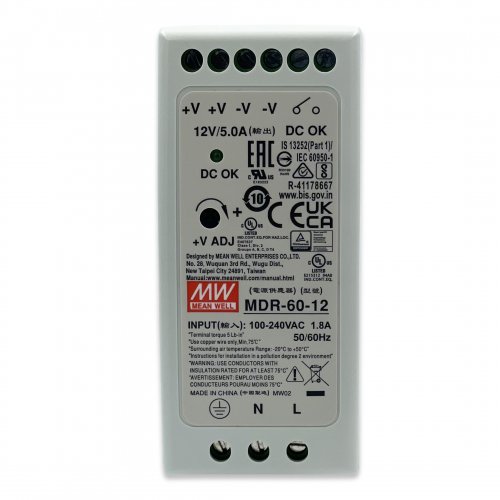 Блок питания на DIN-рейку Mean Well 60W 5A 12V MDR-60-12