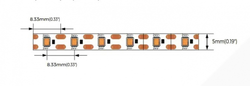 LED стрічка Colors SMD2835 120шт/м 9.6W/м IP20 24V 4000K C8120-24V-5mm-NW 2662