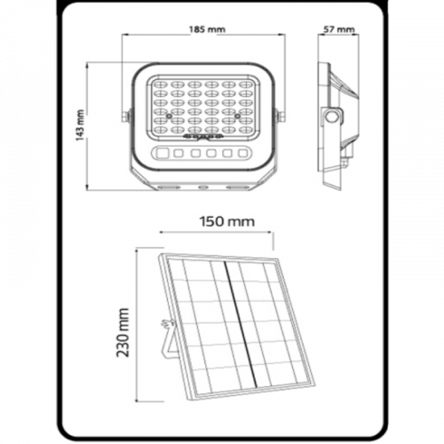 Світлодіодний LED прожектор на сонячній батареї Horoz TIGER PRO 50W 3CCT 3000/4500/6500K IP65 068-012-2050-010