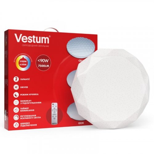 LED светильник SMART Vestum GEM 90W 7500Lm 3000-6500K с д/у 1-VS-8507