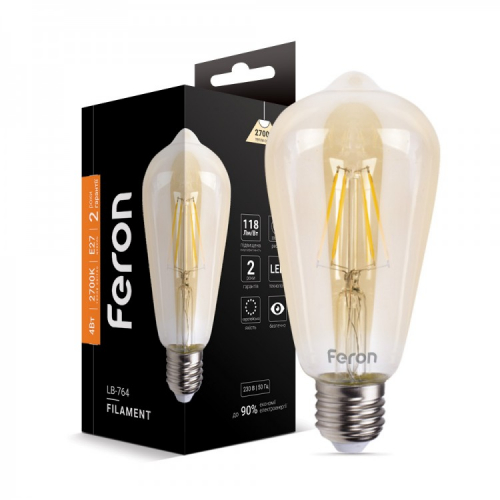 LED лампа Feron LB-764 ST64 золото 4W E27 2700K EDISON 5782 (25857)