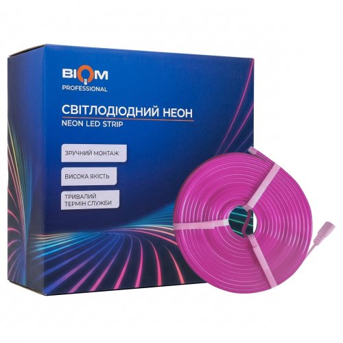 LED неон Biom SMD2835 120шт/м 12W/м IP65 24V 11х5 розовый BNSP-24-511-2835-120-P-1 28463