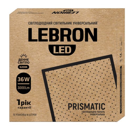 LED панель Lebron L-LPU-Prismatic 36W 6200K 16-50-22