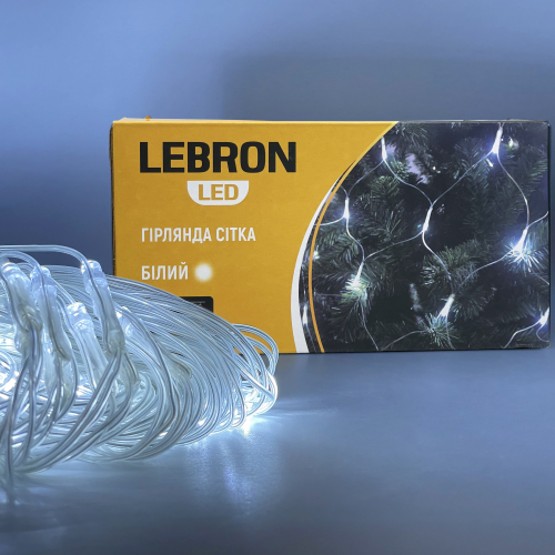 LED гирлянда Lebron сетка 1.5x1.5м 120LED 220В IP20 белая 15-18-52 LED гирлянда Lebron сетка 1.5x1.5м 120LED 220В IP20 белая 15-18-52