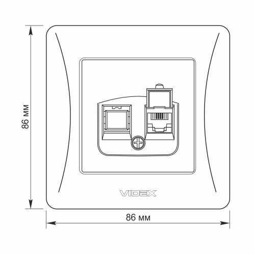 Розетка Videx Binera черный графит одинарная телефонная VF-BNSK1TF3-BG