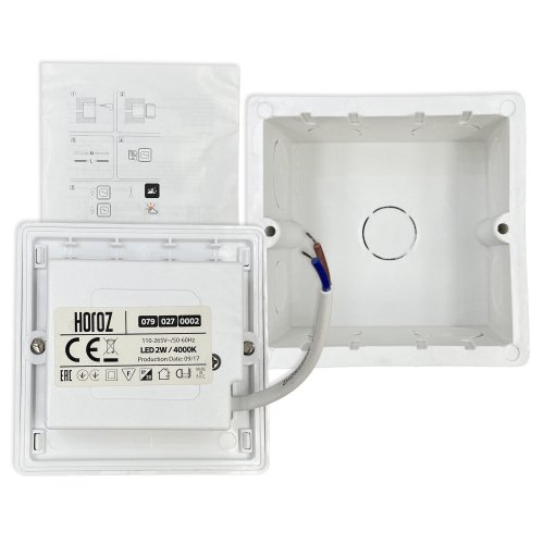 Точковий LED світильник Horoz сходовий QUARTZ 2W 4000К з датчиком руху білий 079-027-0002-010