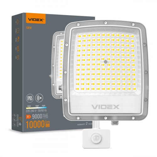 LED прожектор Videx F5 100W 3000/5000/6500K IP65 с датчиком движения VL-F5-100CW-S