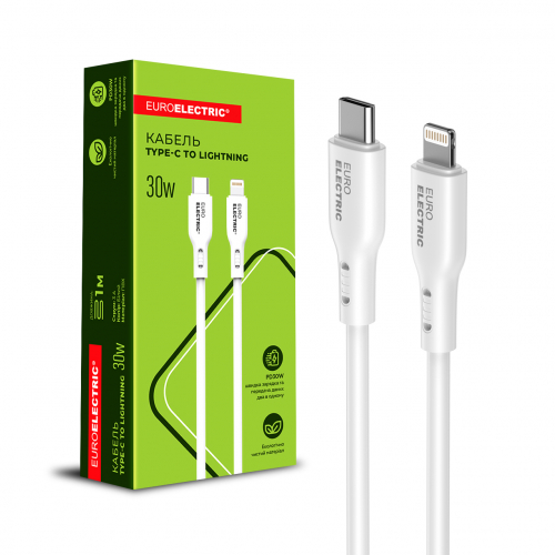 Кабель з'єднувальний зарядний Euroelectric Type-C to Type-C 1м Cable-C-L(30W)