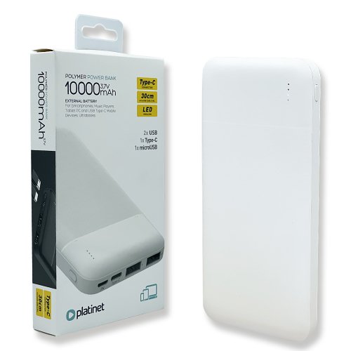 Портативний зарядний пристрій (повербанк) PLATINET 10000mAh WHITE PMPB10W705W