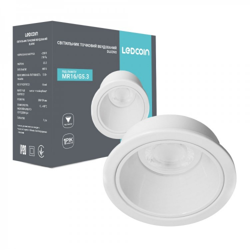 Точечный светильник Ledcoin DL0390 под лампу G5.3 IP20 белый 8554