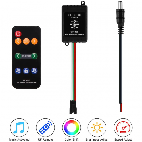 RGB контролер LT SPI smart music RF з пультом (9 кнопок) 5-12V для Smart стрічки 073004