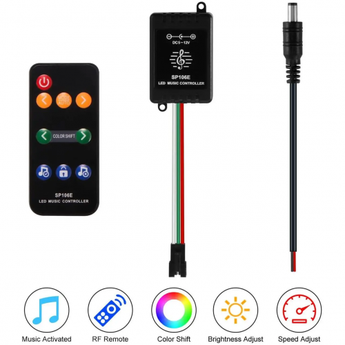 Контроллер LT RGB SPI smart music RF с пультом (9 кнопок) 5-12V для Smart ленты 073004