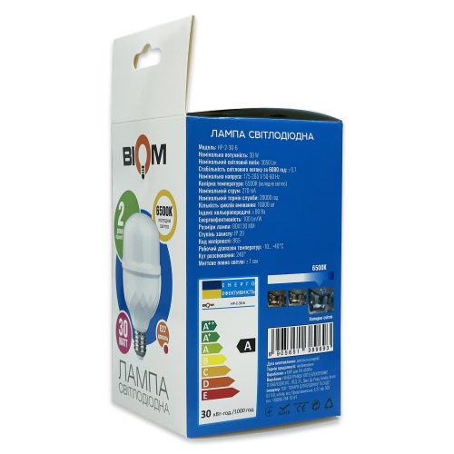 LED лампа Biom 30W E27 6500К T80 HP-2-30-6