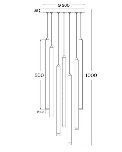 Подвесной светильник Edlin Locus G9х7 (без ламп) черный 32205338 PLP2412-7B