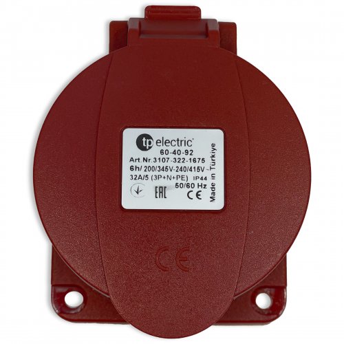 Розетка силова промислова TP Electric 5x32A 3P+N+PE із заземленням 75x75 пряма 60-40-92