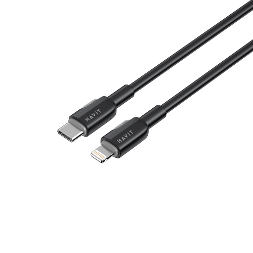 Кабель з'єднувальний зарядний HAVIT USB-C - Lightning PD30W 3A 1м силіконовий Black HV-CB309C