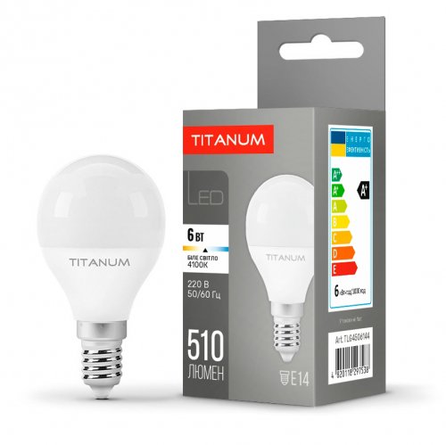 Світлодіодна LED лампа Titanum G45 6W E14 4100K TLG4506144